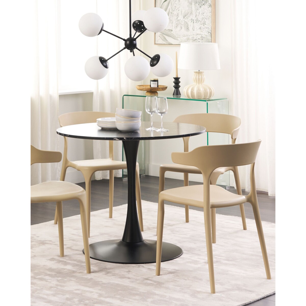 Zestaw 4 krzeseł do jadalni beżowe GUBBIO