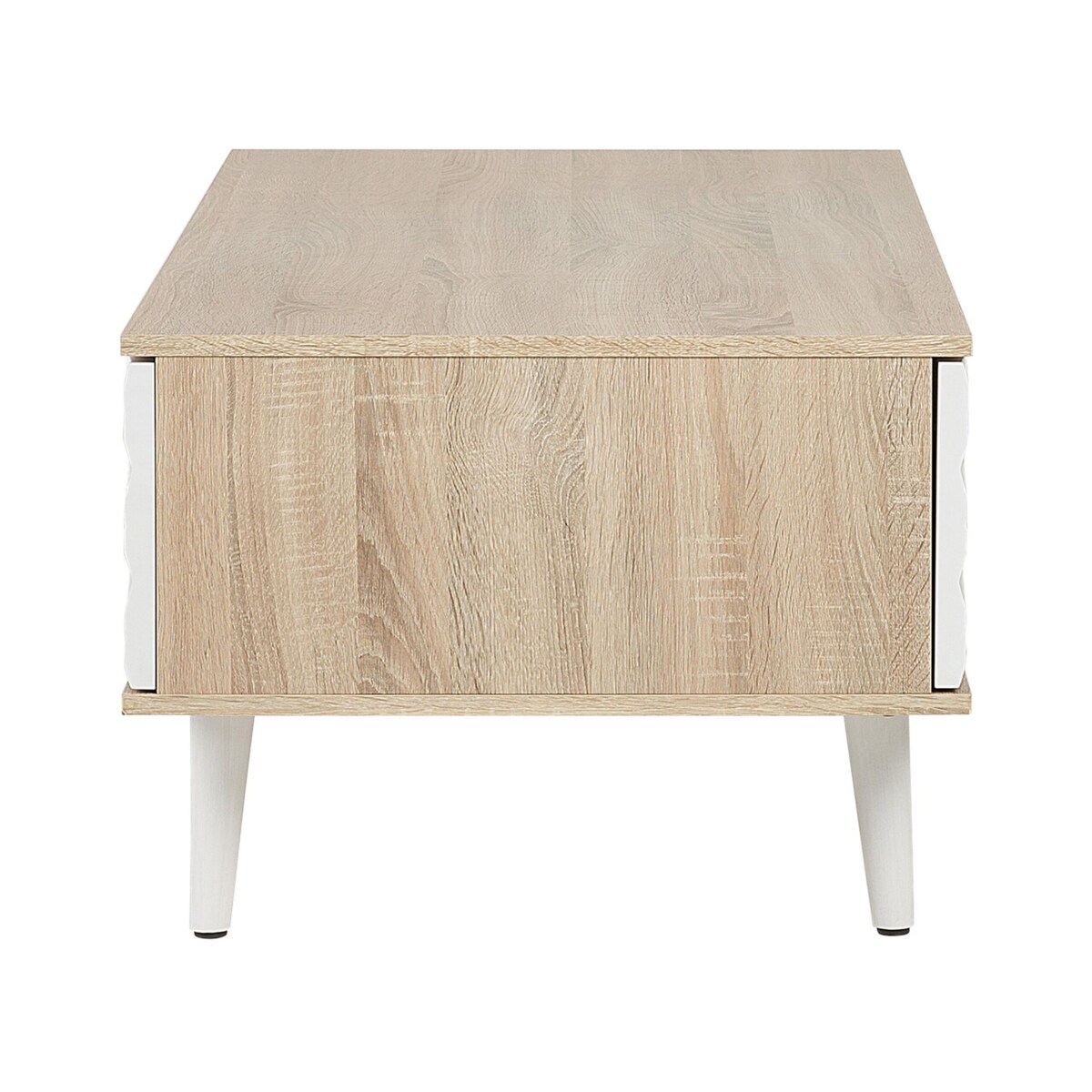 Stolik kawowy z szufladą jasne drewno z białym SWANSEA