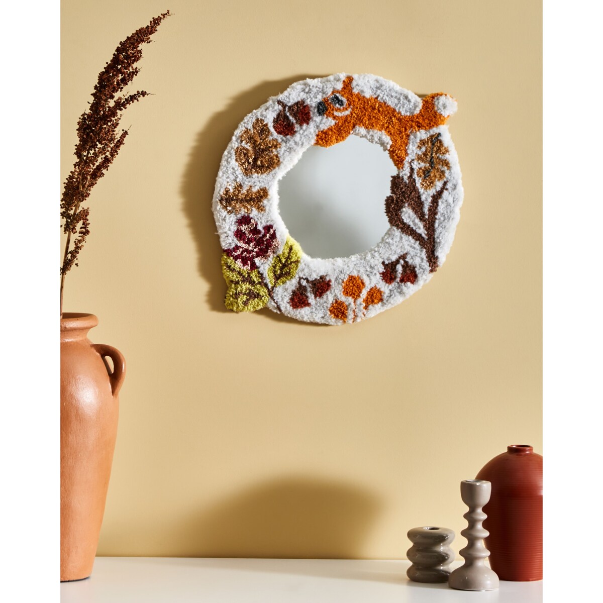 Lustro ścienne BORITI 51 cm 40 cm Bawełna Biały