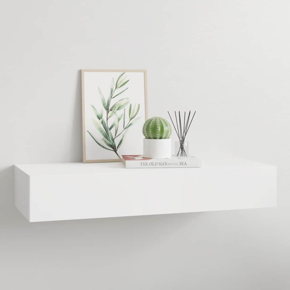vidaXL Półka ścienna z szufladą, biała, 60 x 23,5 x 10 cm, MDF
