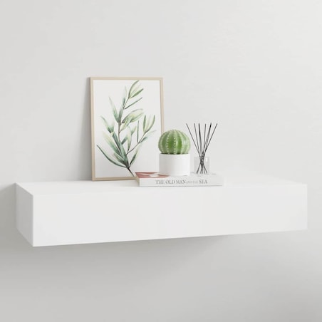 vidaXL Półka ścienna z szufladą, biała, 60 x 23,5 x 10 cm, MDF