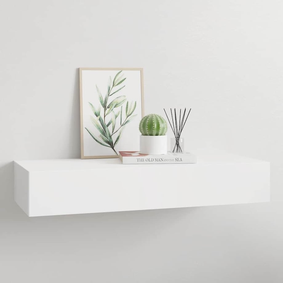 vidaXL Półka ścienna z szufladą, biała, 60 x 23,5 x 10 cm, MDF