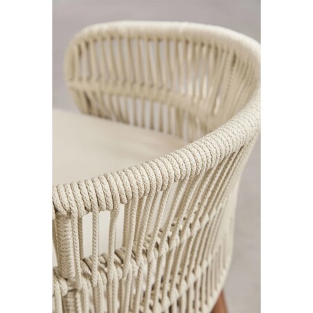 Krzesło barowe, ogrodwe, drewno akacji + pleciony sznurek Capri, ↑65 cm