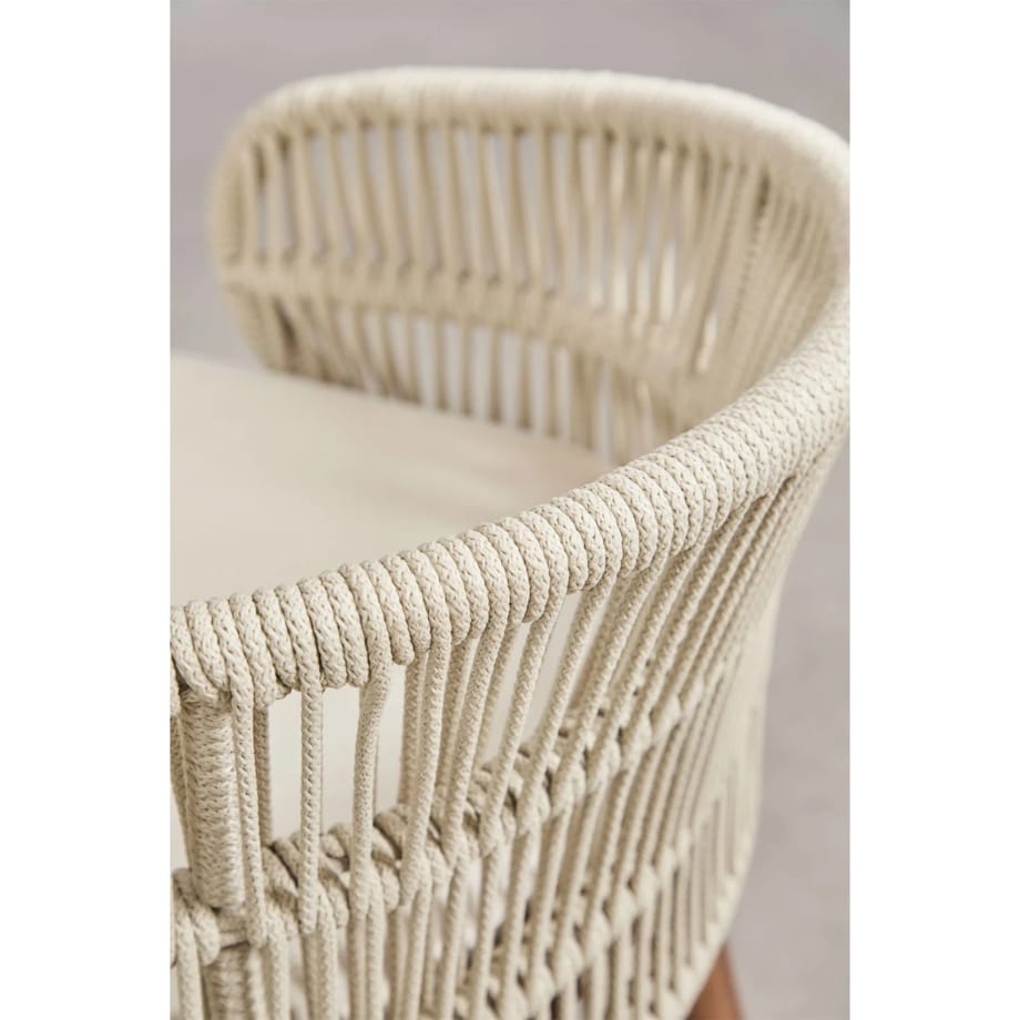 Krzesło barowe, ogrodwe, drewno akacji + pleciony sznurek Capri, ↑65 cm