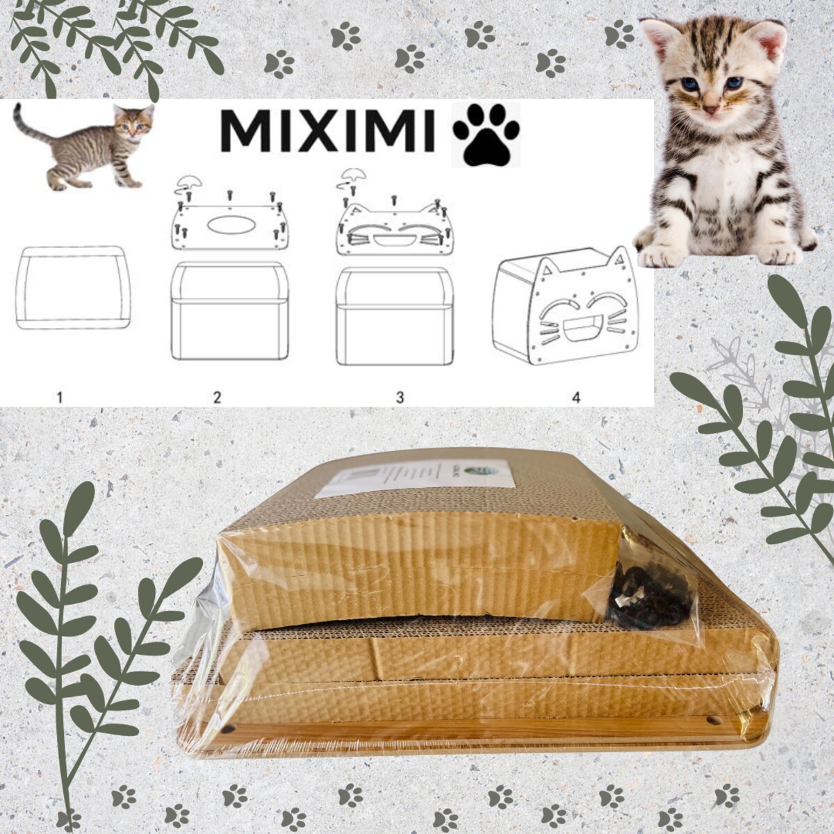 Drapak Dla Kota Z Budką Domek Do Drapania I Odpoczynku Tekturowy Gwiazdki