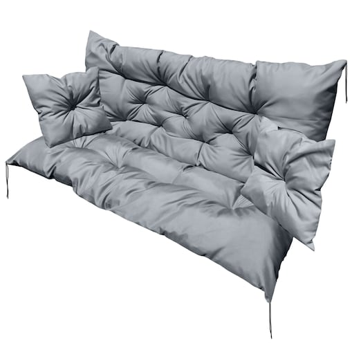 Poduszka Ogrodowa Zestaw 180X60X50 Na Ławkę Huśtawkę Taras Wodoodporny Dekoracyjny Szara