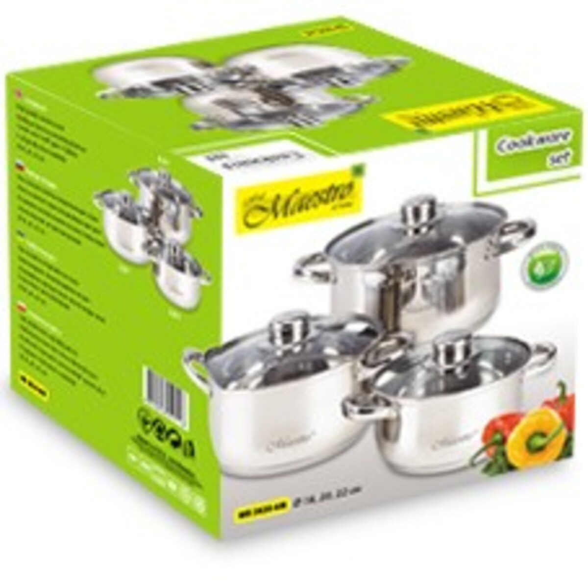 Zestaw garnków garnki komplet 6-ele 2L / 3L / 4L MAESTRO