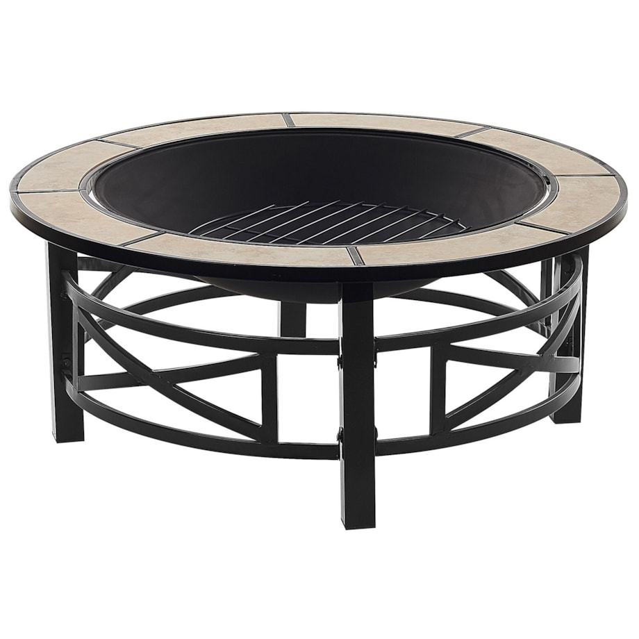 Palenisko ogrodowe z grillem stalowe czarne HIERRO