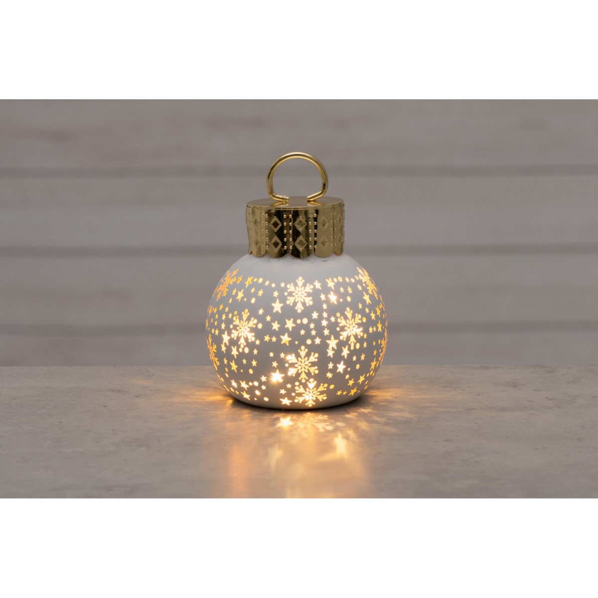 Bombka choinkowa szklana z oświetleniem LED, motyw gwiazdek, Ø 10 x 13 cm