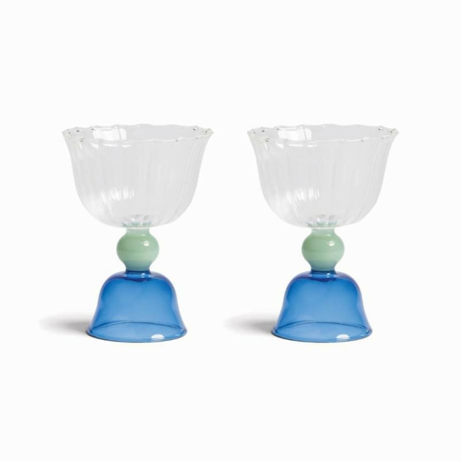 &k Amsterdam - Zestaw kieliszków Glass Tulip 2szt., blue