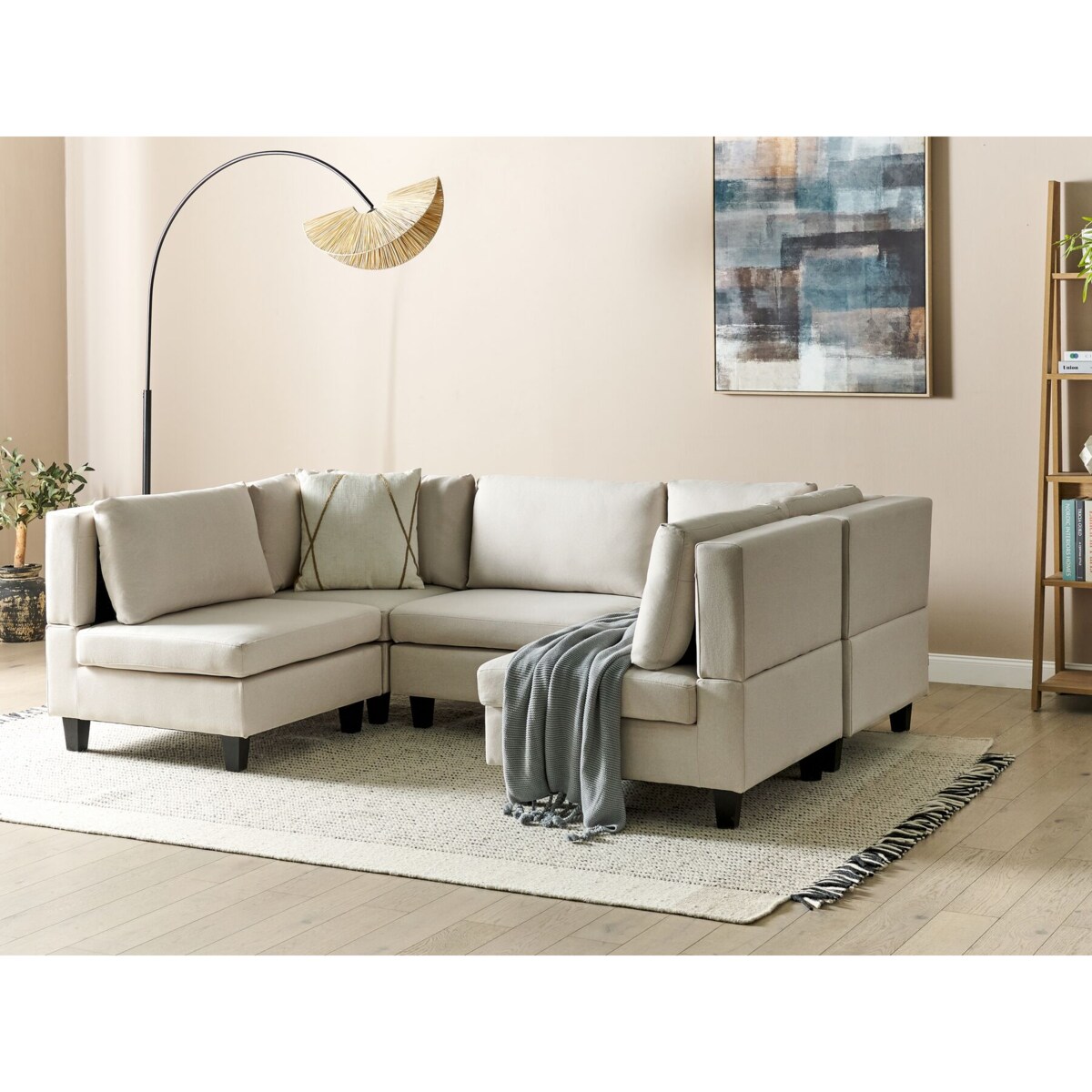 Sofa modułowa 5-osobowa jasnobeżowa UNSTAD