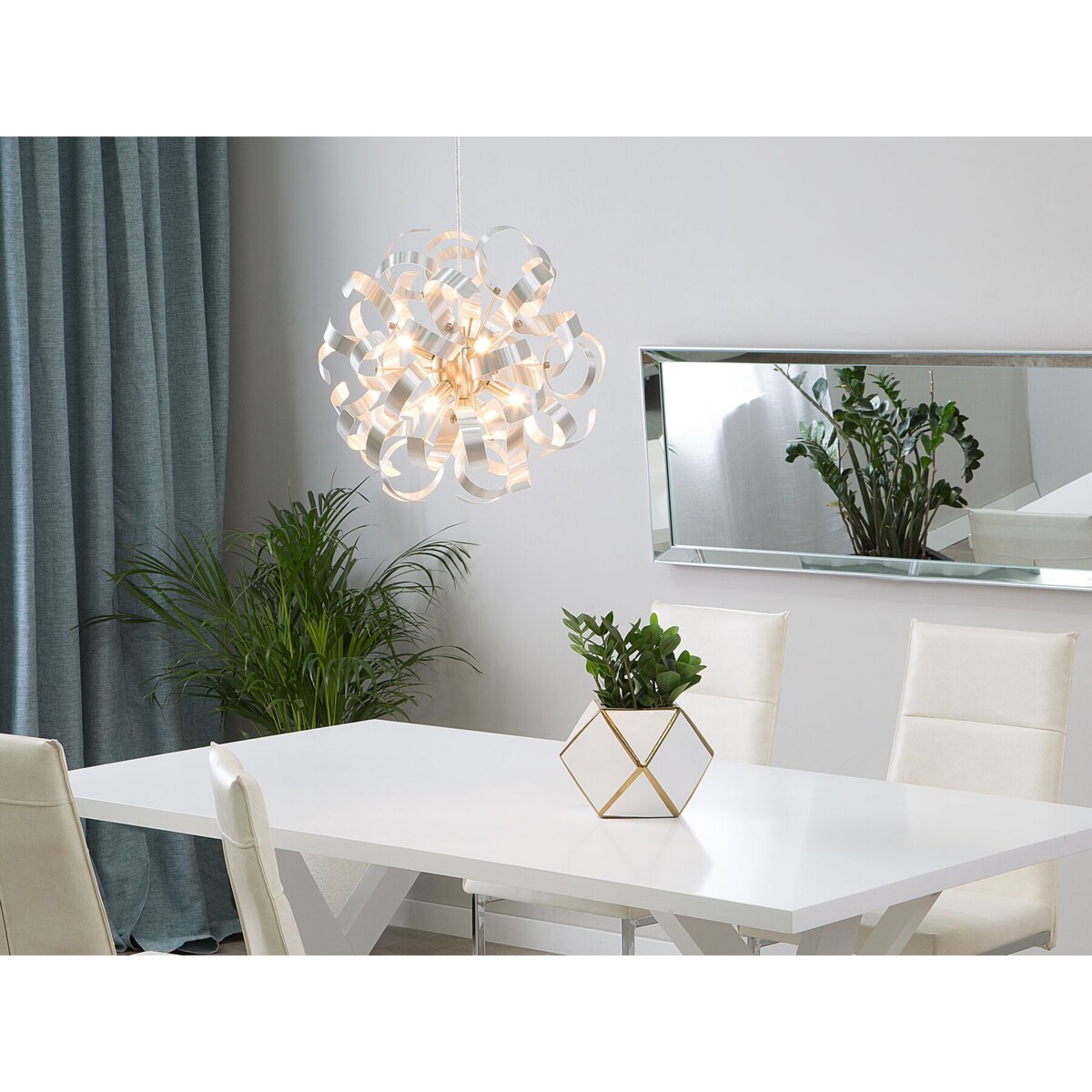 Lampa wisząca metalowa srebrna ICANA