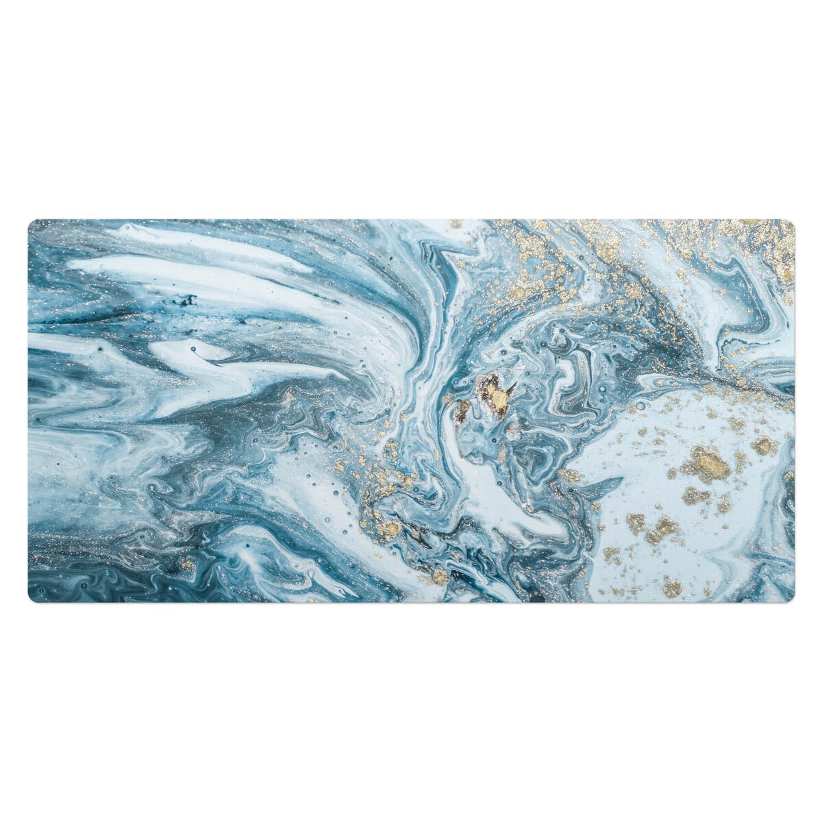 Niebieska mata na biurko Marmurowe fale, 100x50 cm