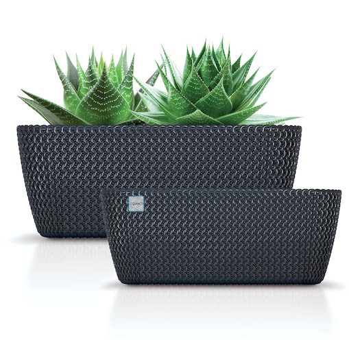 Doniczka Donica Ogrodowa Skrzynka 29,7/39,7 Cm Zestaw Na Taras Do Ogrodu Domu Antracytowa