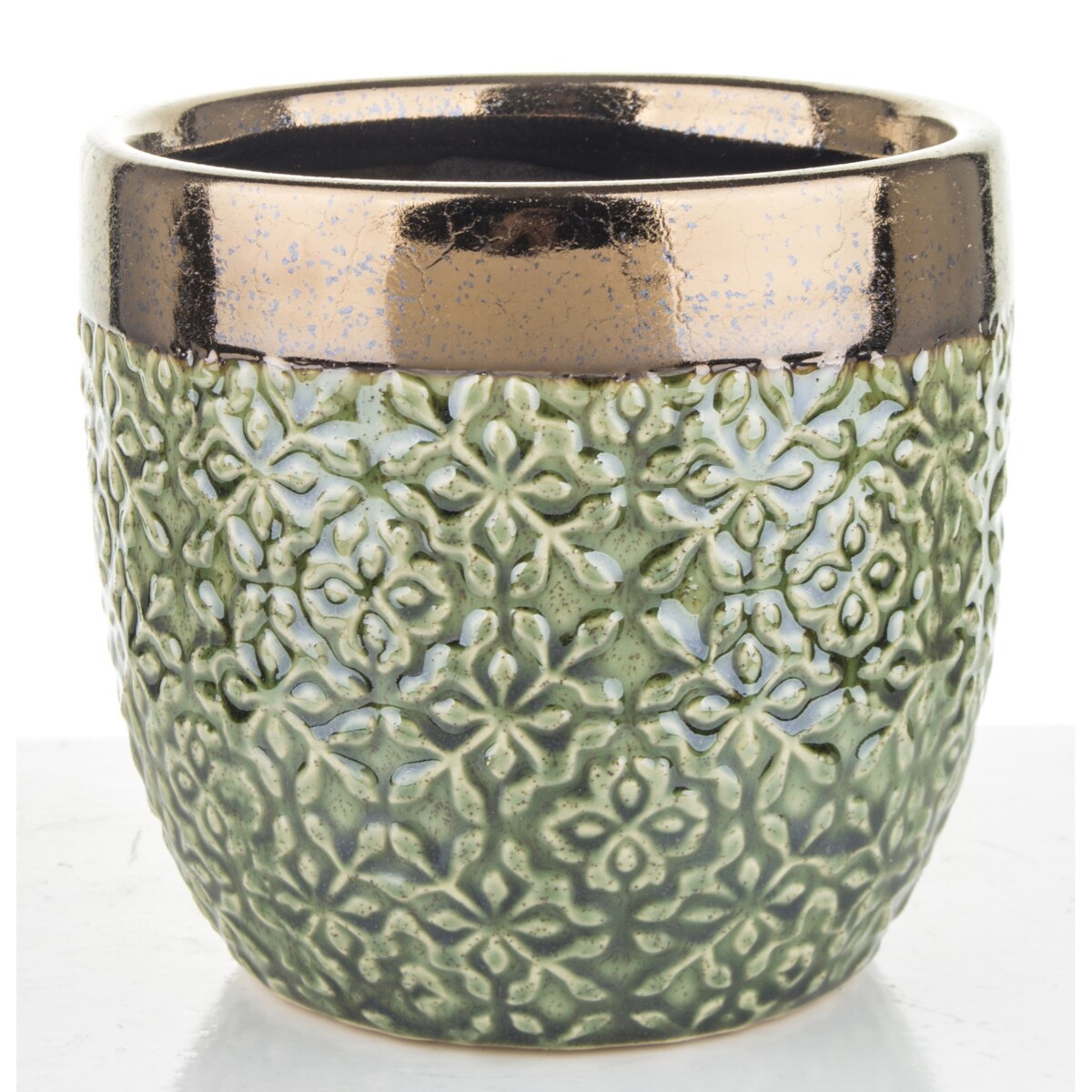 Osłonka ceramiczna zielono-złota 13x13,5 cm CASTEL