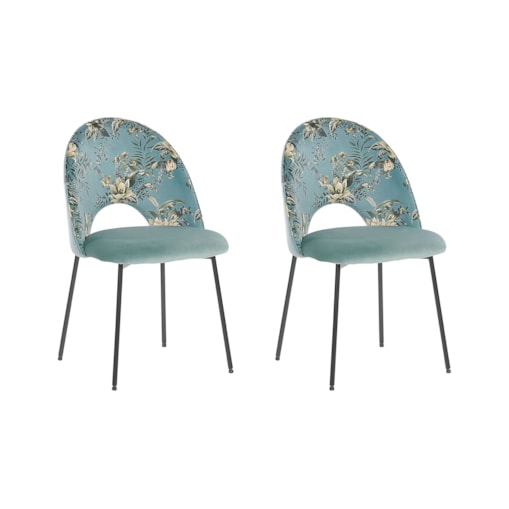 Zestaw 2 krzeseł do jadalni COVELO Welur Miętowy