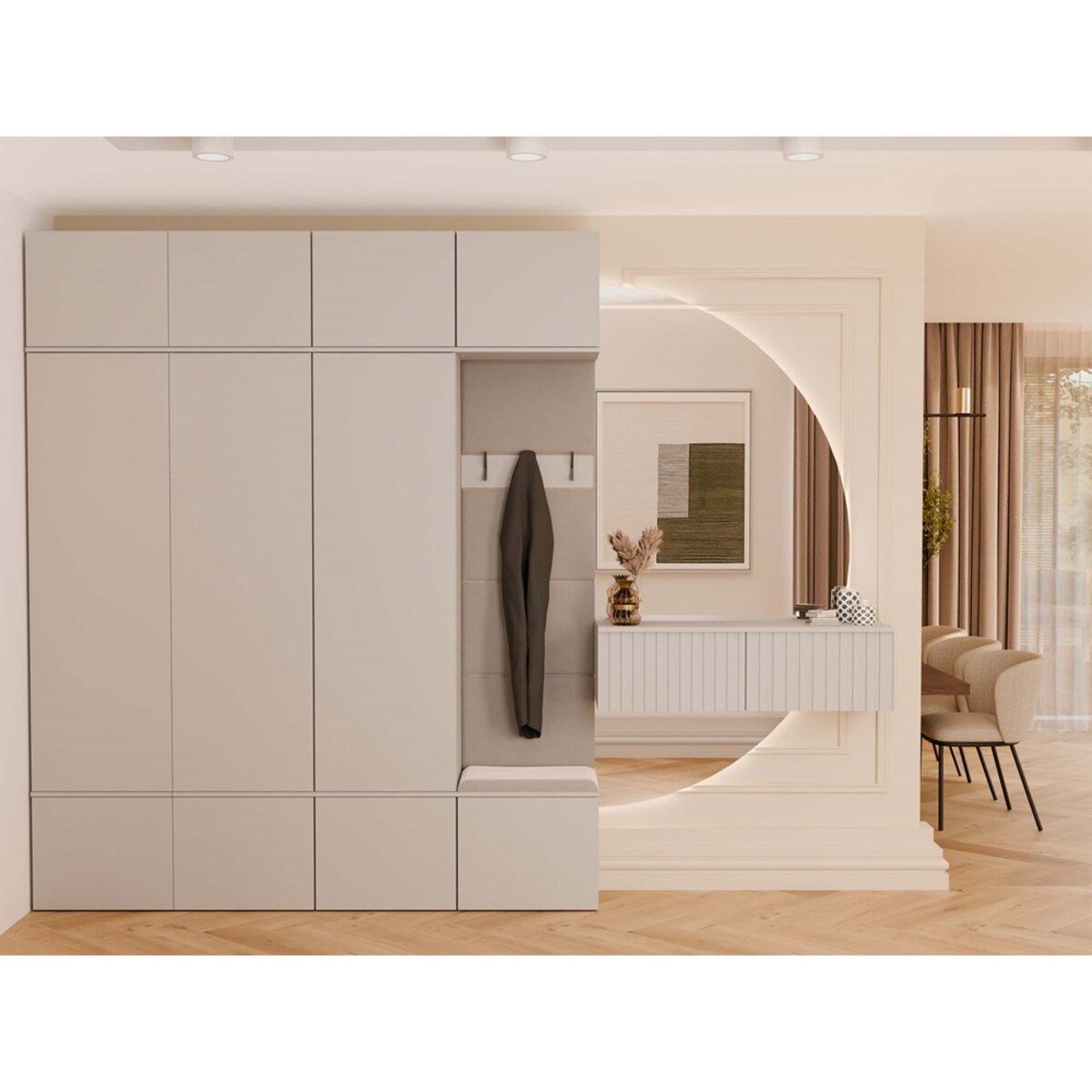 Garderoba HAGA IV 3Sz1W KASZMIR BEŻ 3x Szafa + Wieszak