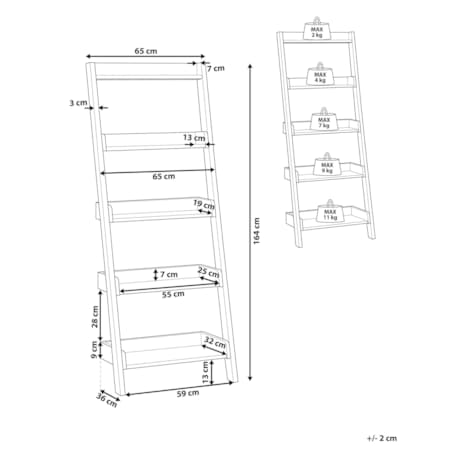 Regał drabina 5 półek biały MOBILE TRIO