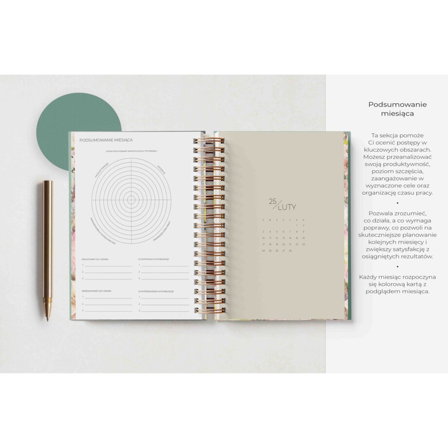 Planner dzienny na spirali 2025 – Hierba Fresca