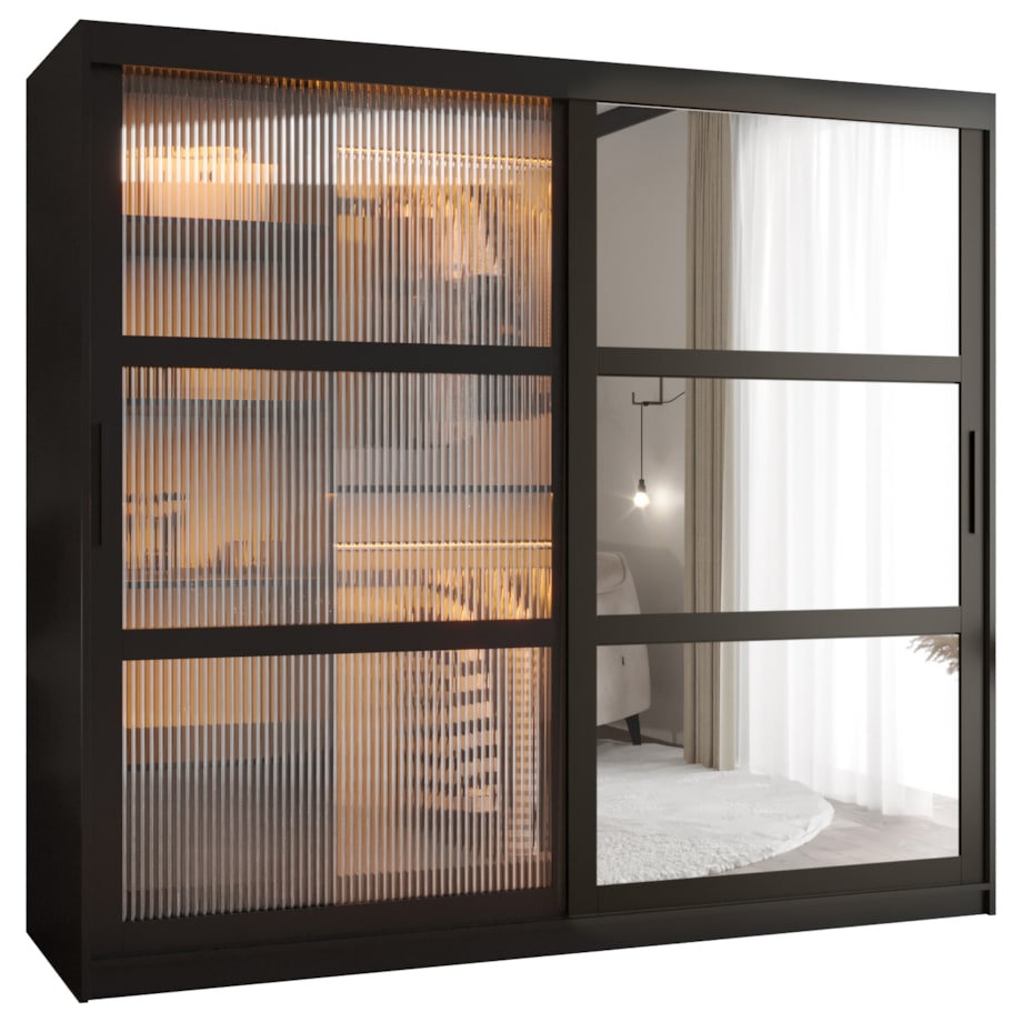 Szafa przesuwna Garderoba FLUTES 2 200 czarny