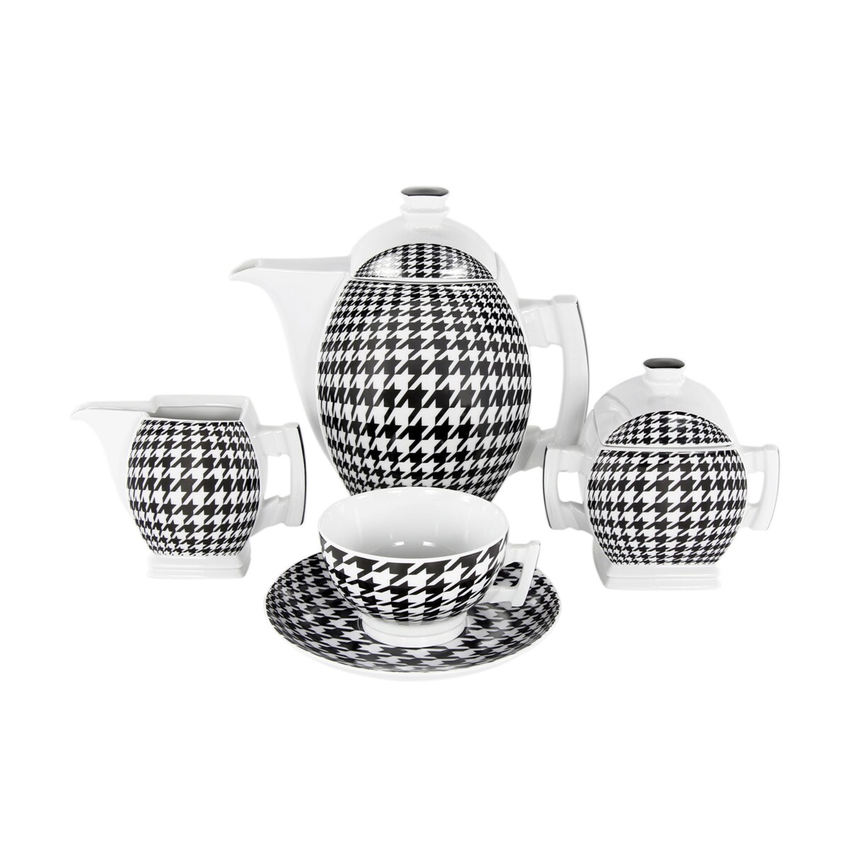 Garnitur do kawy dla 6 osób 15 el. Płaski Pepita G806