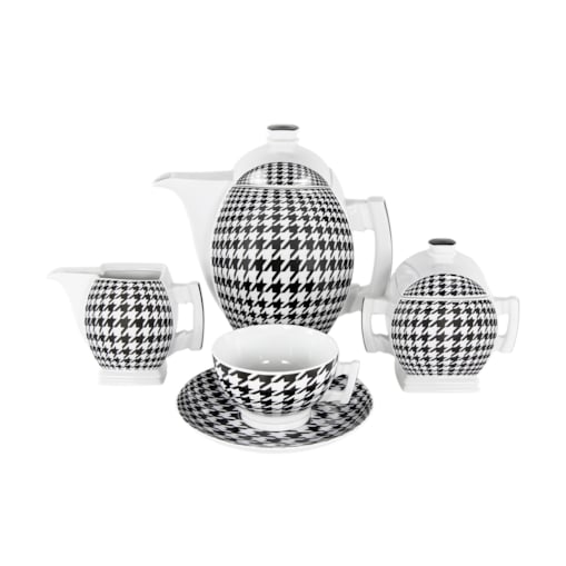 Garnitur do kawy dla 6 osób 15 el. Płaski Pepita G806