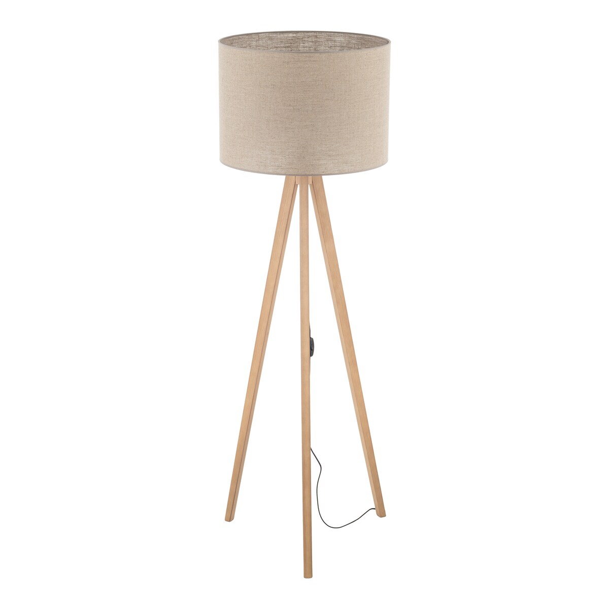 Lampa podłogowa TK Lighting GRAND SOSNA 16021 drewniana z lnianym abażurem E27 145 cm do salonu