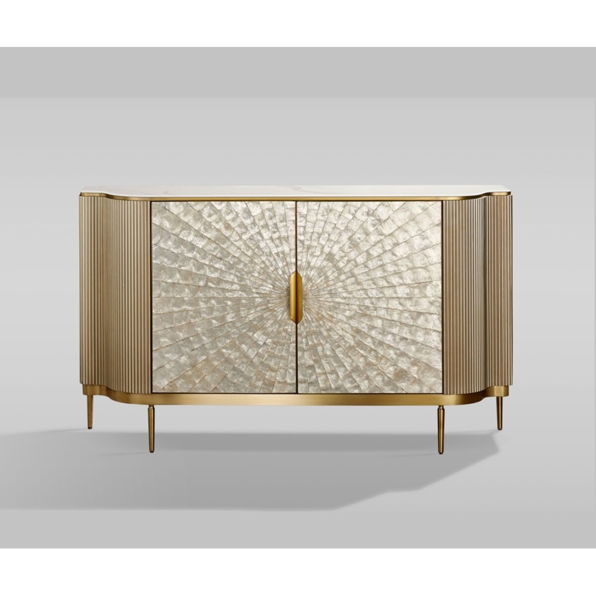 Komoda złota Champion Glamour Premium z muszelkami 150x40x88