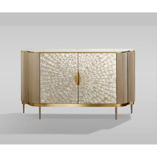 Komoda złota Champion Glamour Premium z muszelkami 150x40x88