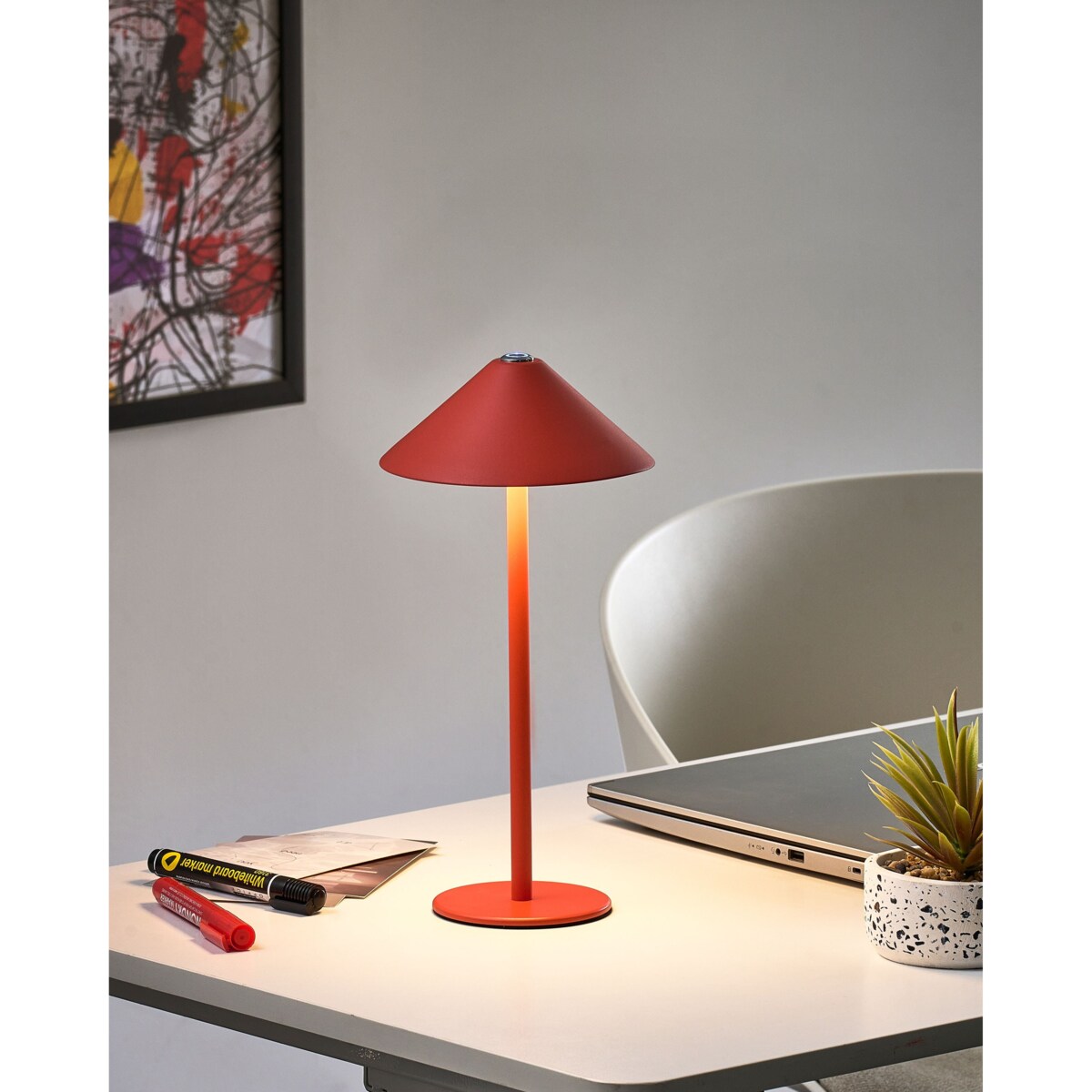 Bezprzewodowa lampa stołowa LED MODJO Ze ściemniaczem Metal Czerwony