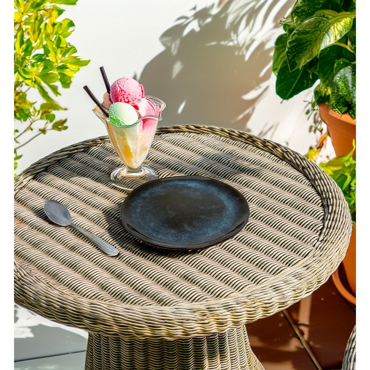 TALERZ DESEROWY NIEBIESKI 20cm okrągły ceramiczny płytki mały na sztuki