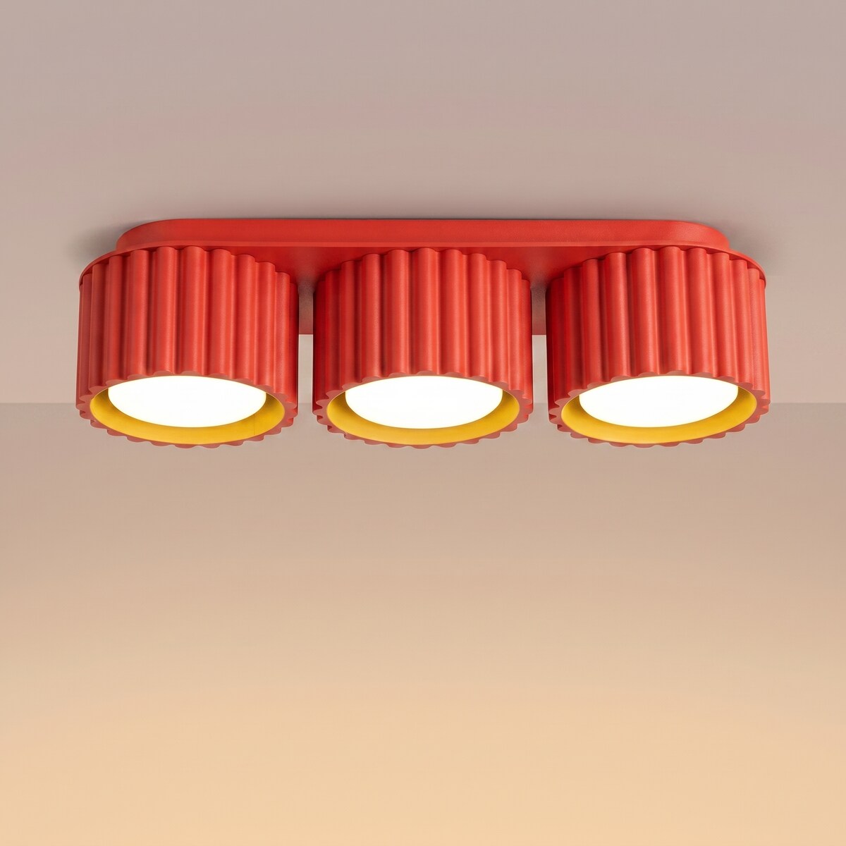 Plafon AURA 3 czerwony Gx53