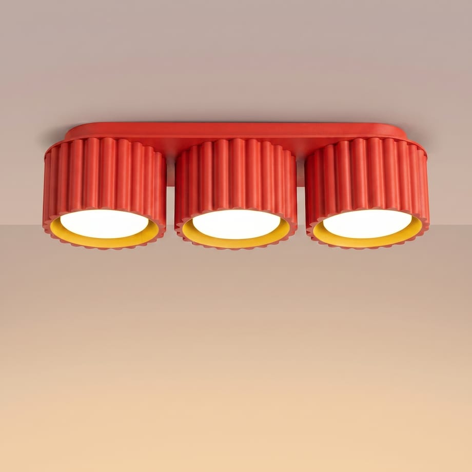 Plafon AURA 3 czerwony Gx53