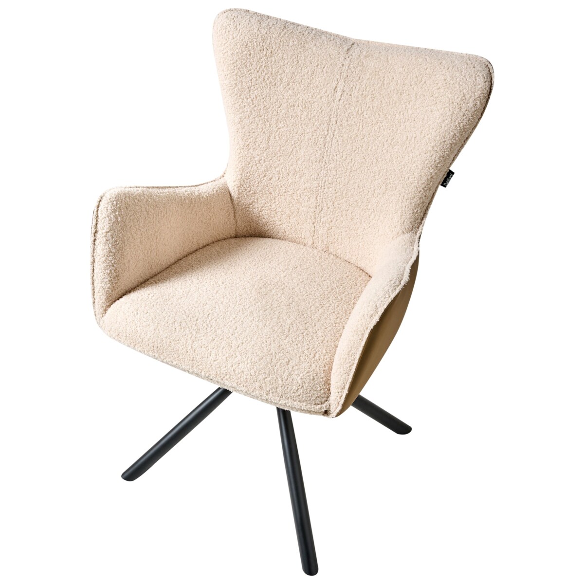 Zestaw 2 krzeseł do jadalni Obrotowy NOVI Boucle Jasnobeżowy