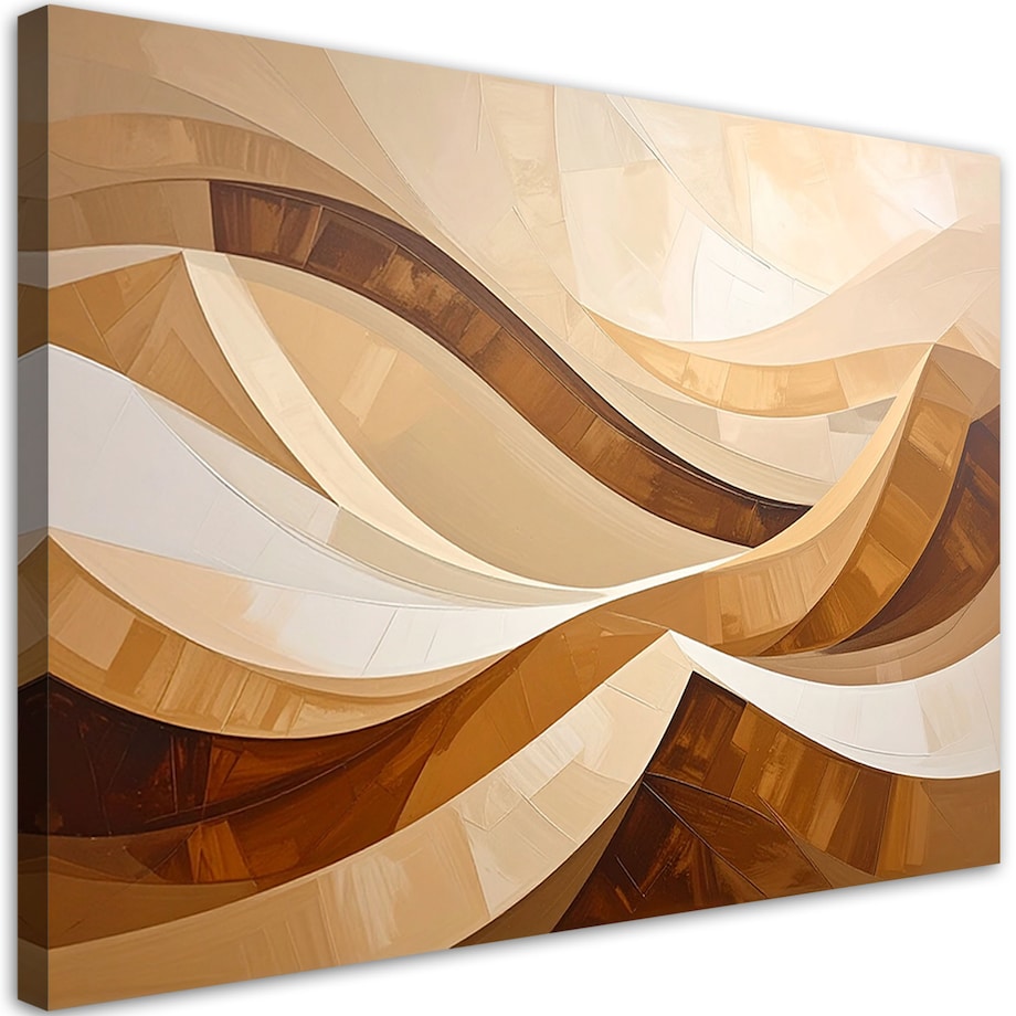 Obraz do salonu sypialni biura loftu, Abstrakcyjne fale pastelowy beżowy