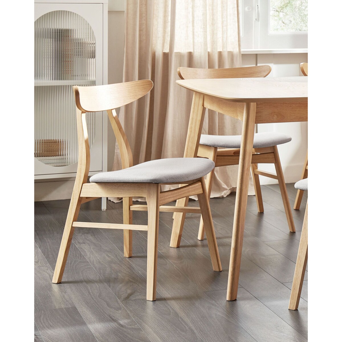 Zestaw 2 krzeseł do jadalni LYNN Drewno Jasnoszary
