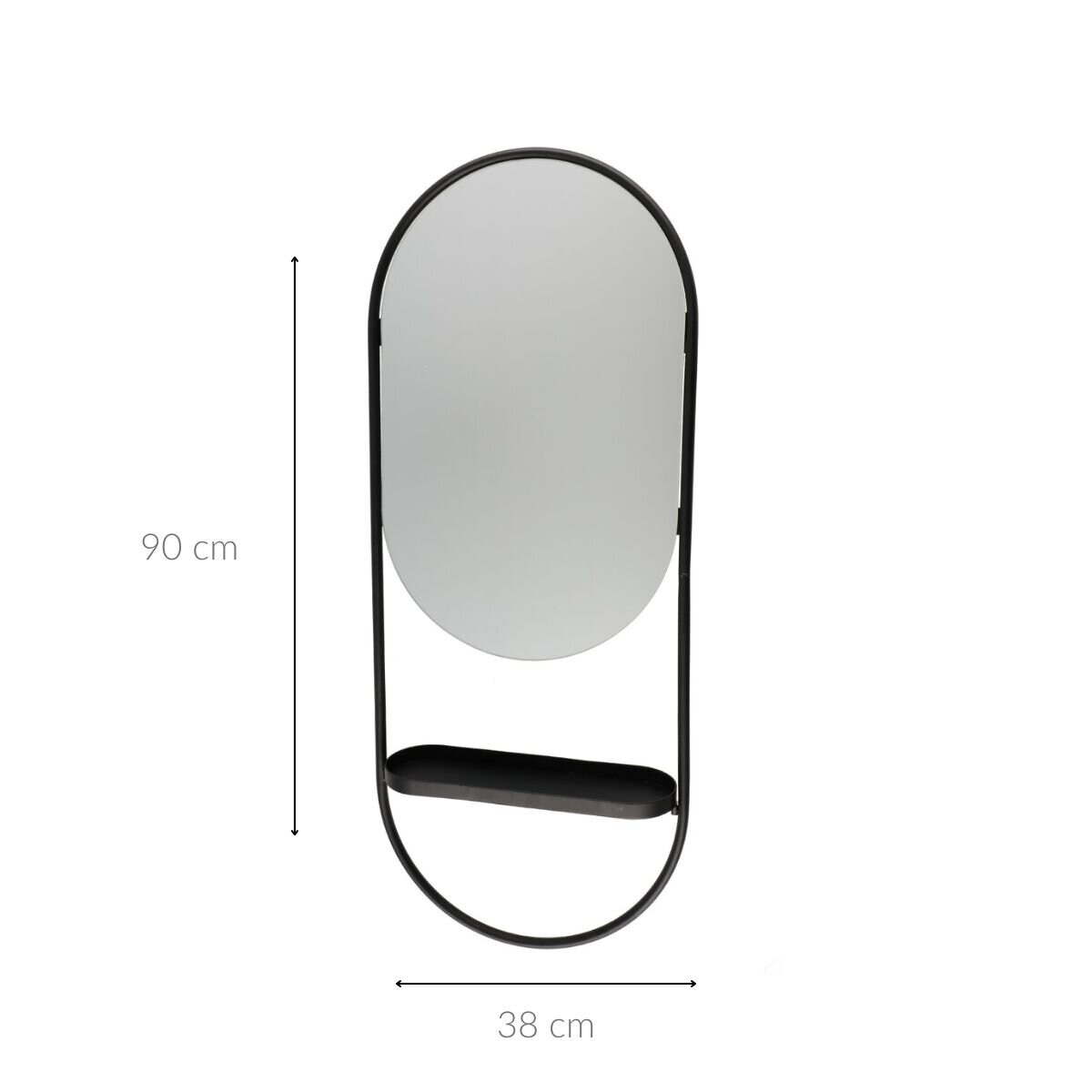 Owalne lustro ścienne z półeczką