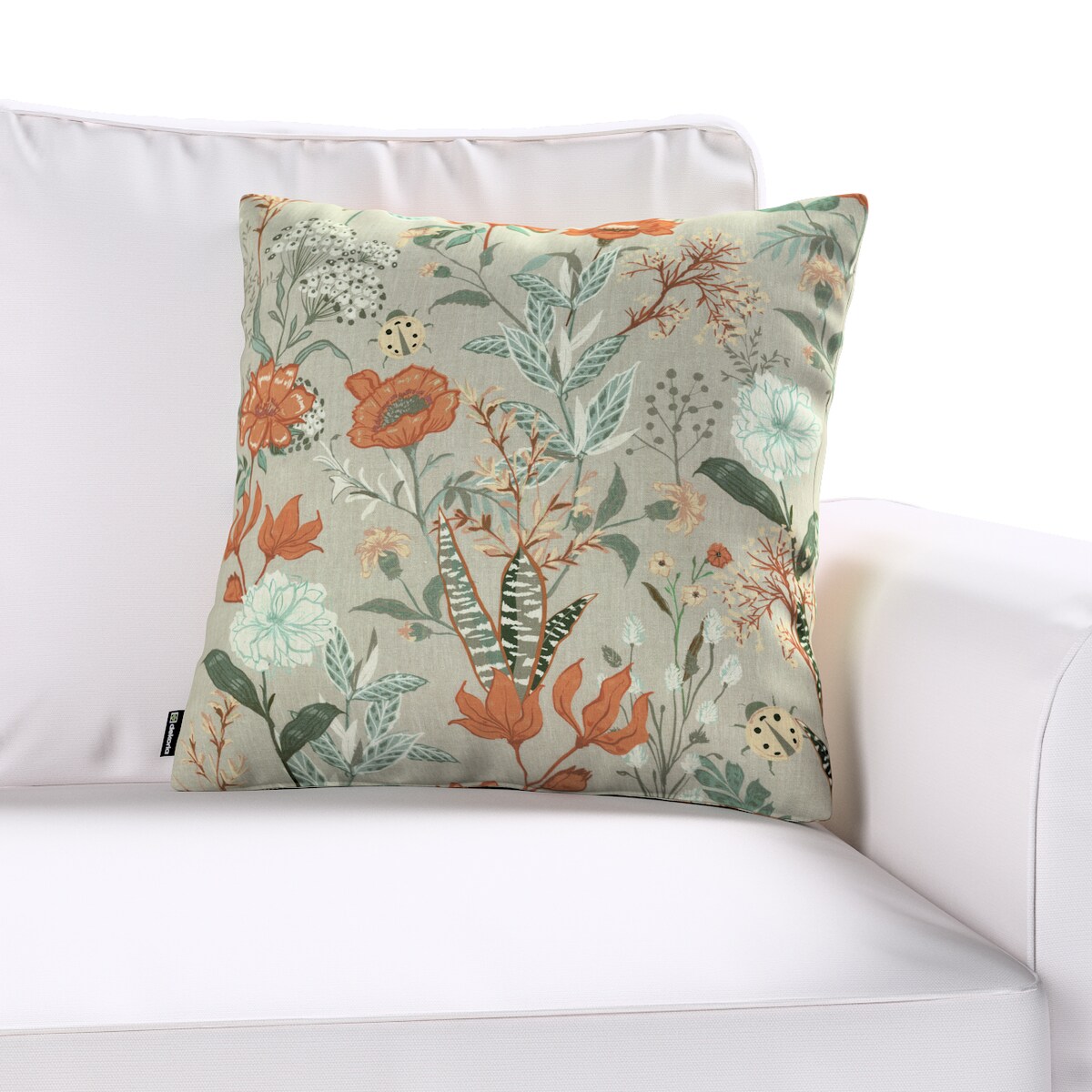 Poszewka Kinga na poduszkę 50x50 kolorowe kwiaty na szarym tle