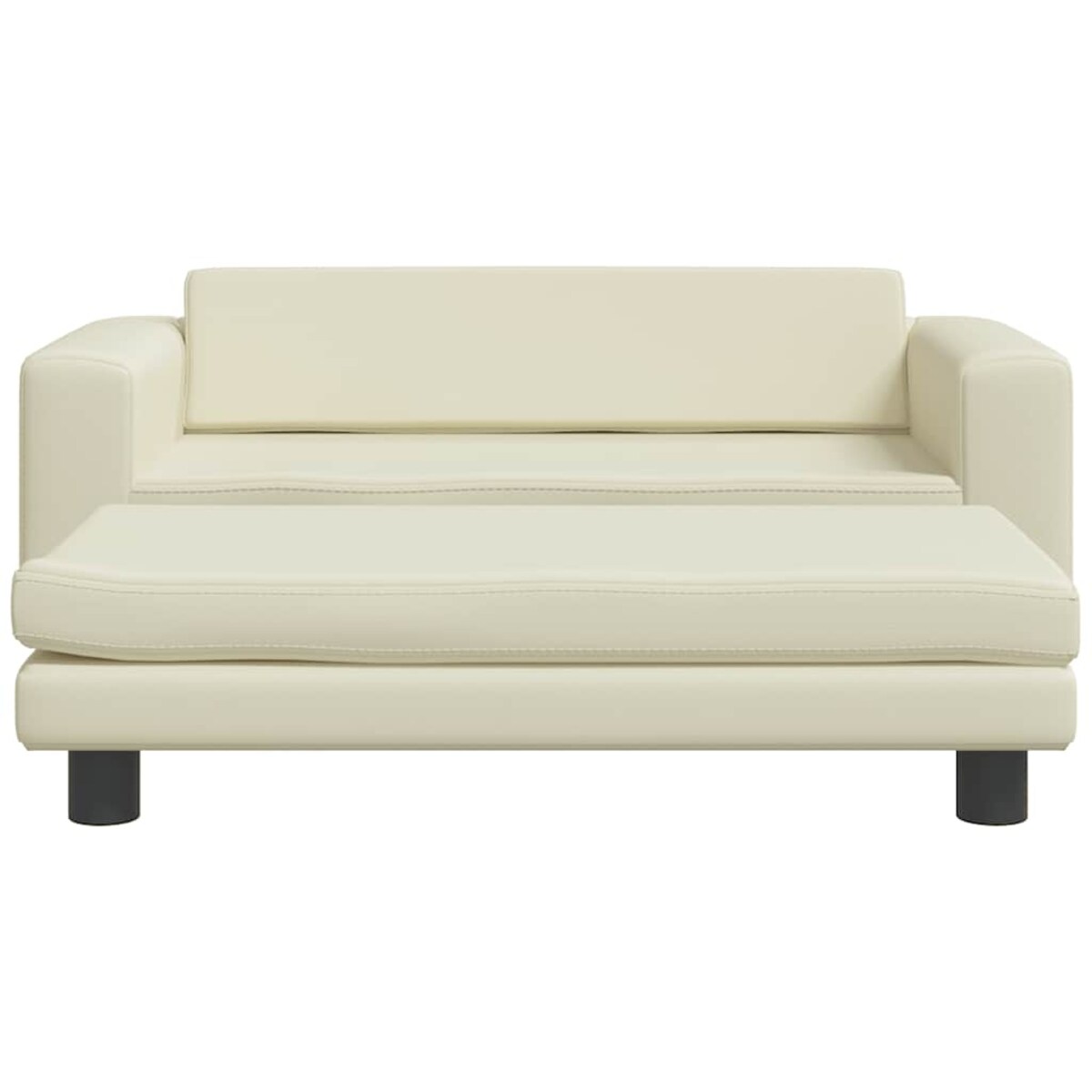 vidaXL Sofa dziecięca z podnóżkiem, kremowa, 100x50x30 cm, ekoskóra