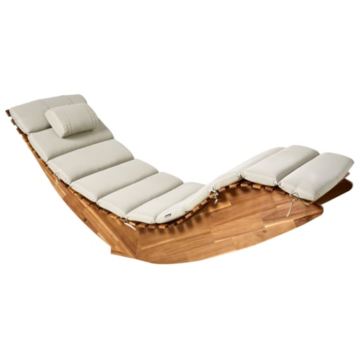 Leżak ogrodowy z poduszką BRESCIA PREMIUM Drewno akacjowe Beżowoszary