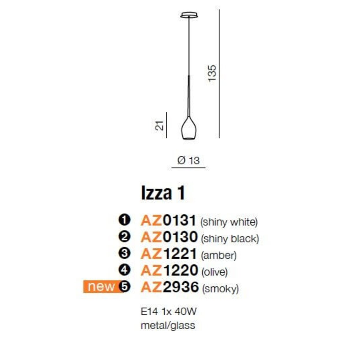 Szklana lampa wisząca Izza bursztynowa kropla do sypialni