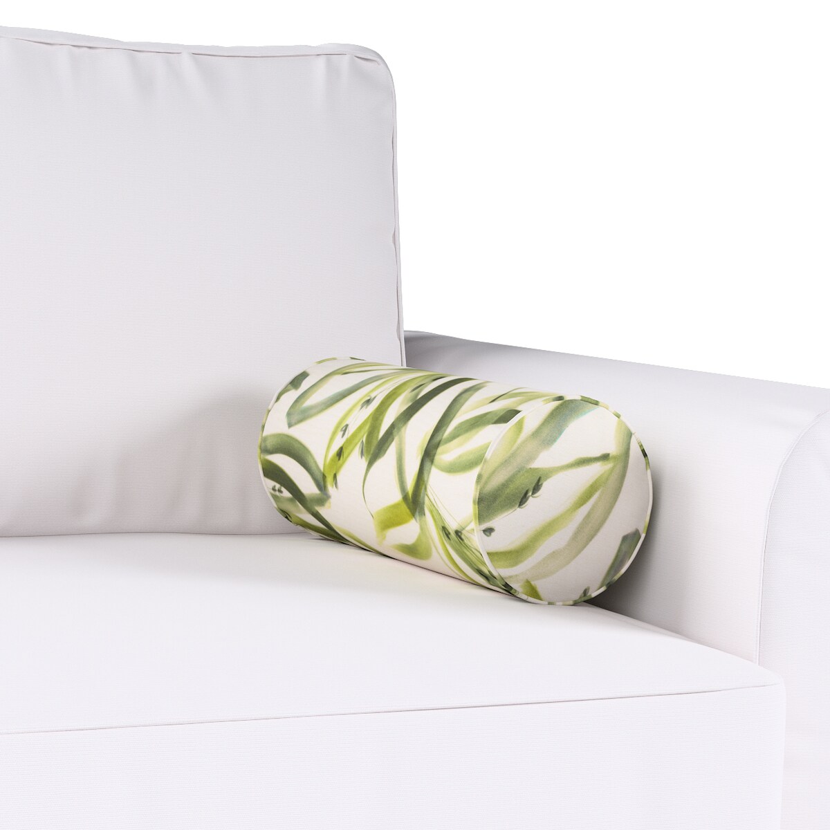 Poduszka wałek prosty, biało-zielony, Ø16 x 40 cm, Gardenia