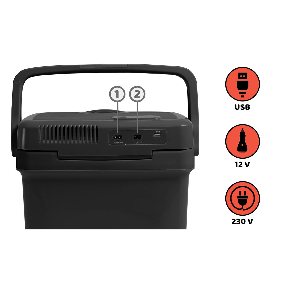 Lodówka turystyczna samochodowa Berdsen Icemax 29L czarna 12V/230V USB funkcja grzania