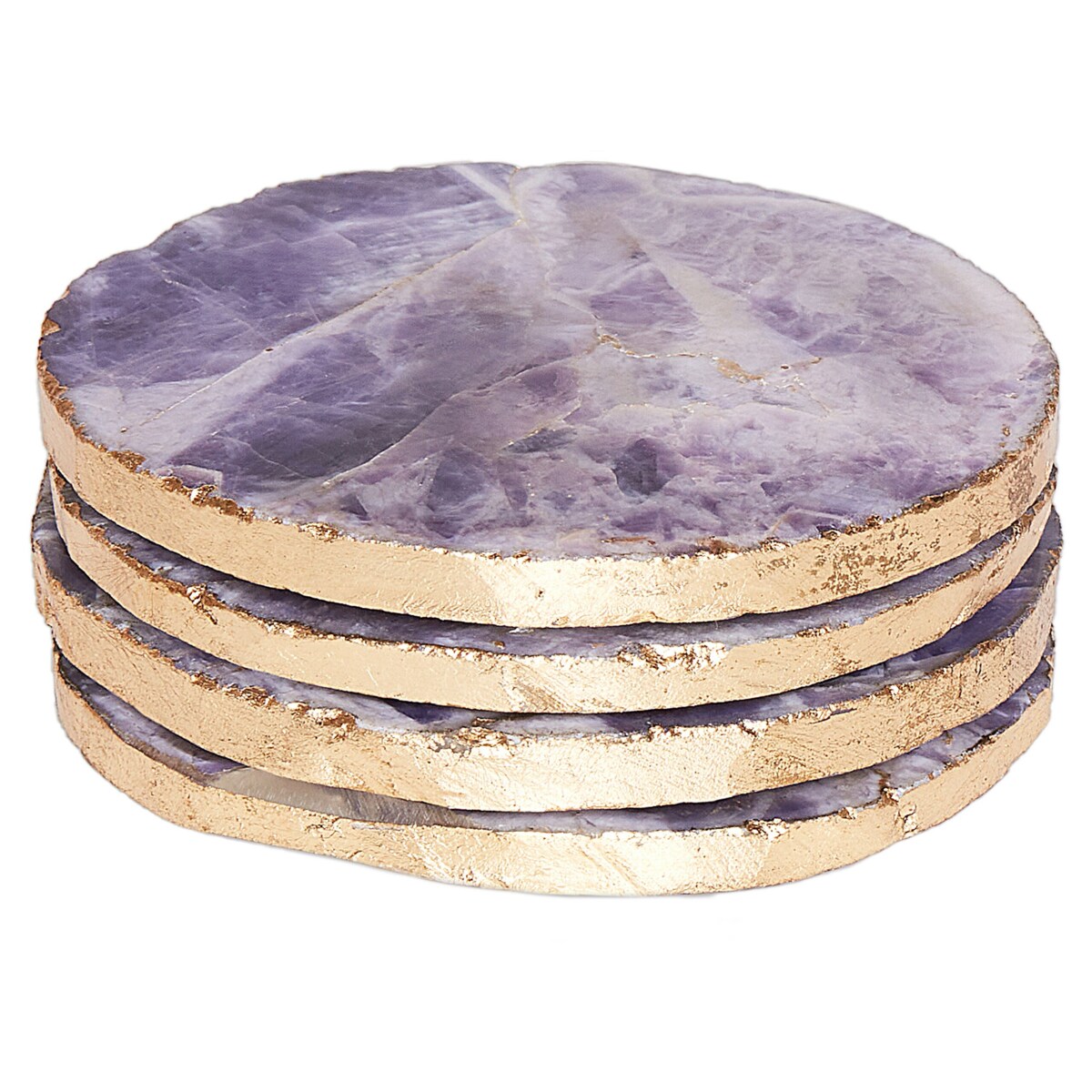 Zestaw 4 podkładek pod kubek z agatu fioletowy RESEN