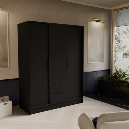 Szafa NIKOLA 150 z regulowanymi półkami do przedpokoju, biura -czarna