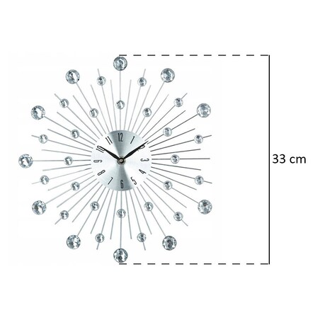 Zegar na ścianę o niespotykanym kształcie, elegancka dekoracja z kryształkami na ścianę