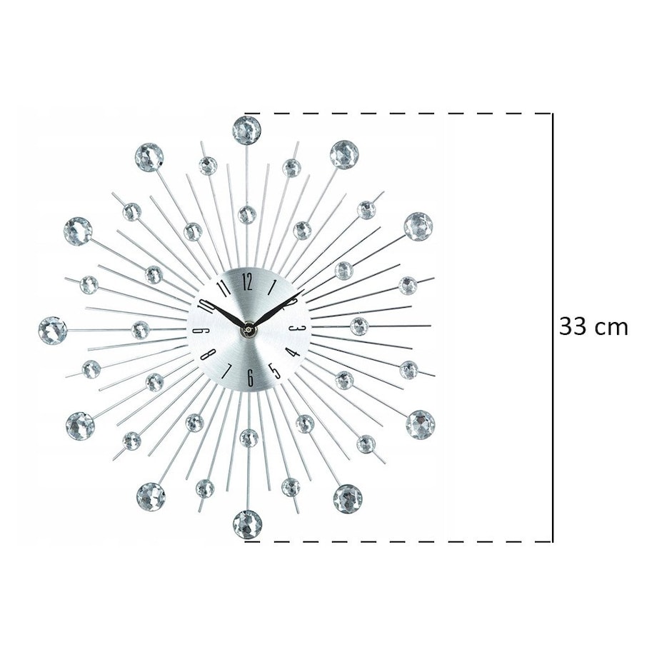 Zegar na ścianę o niespotykanym kształcie, elegancka dekoracja z kryształkami na ścianę