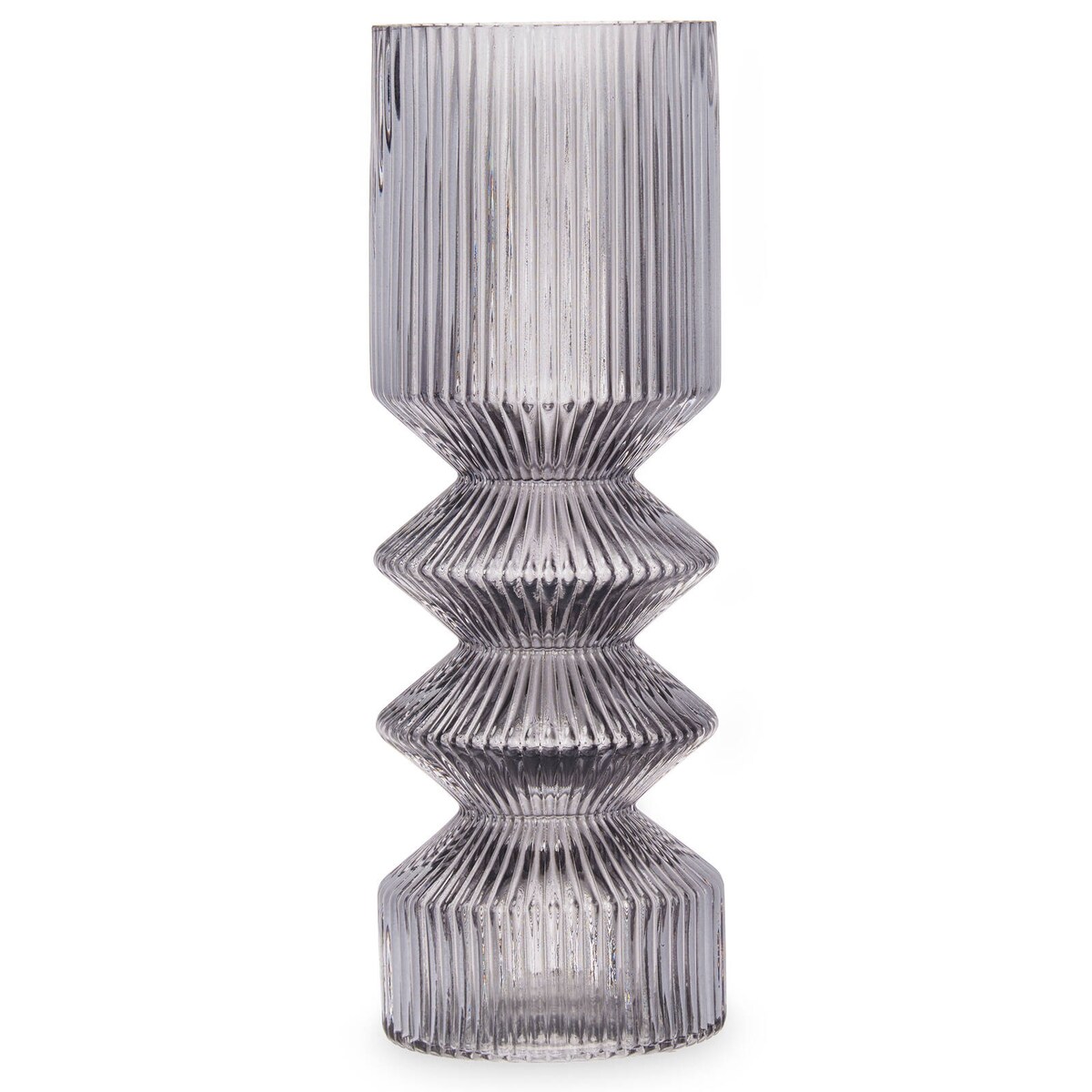 Szklany wazon tuba ryflowane szkło, 8 x 23 cm