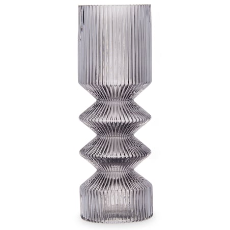 Szklany wazon tuba ryflowane szkło, 8 x 23 cm