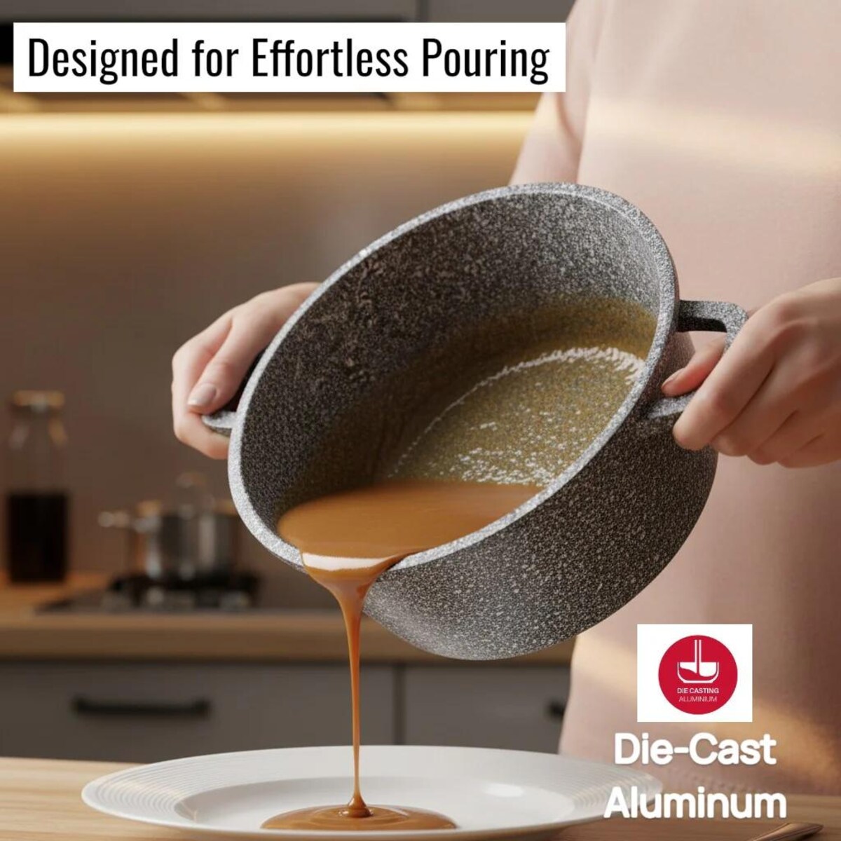Garnek ceramiczny z pokrywką 28CM 6.5L na indukcję gaz kamienny MASTERPAN